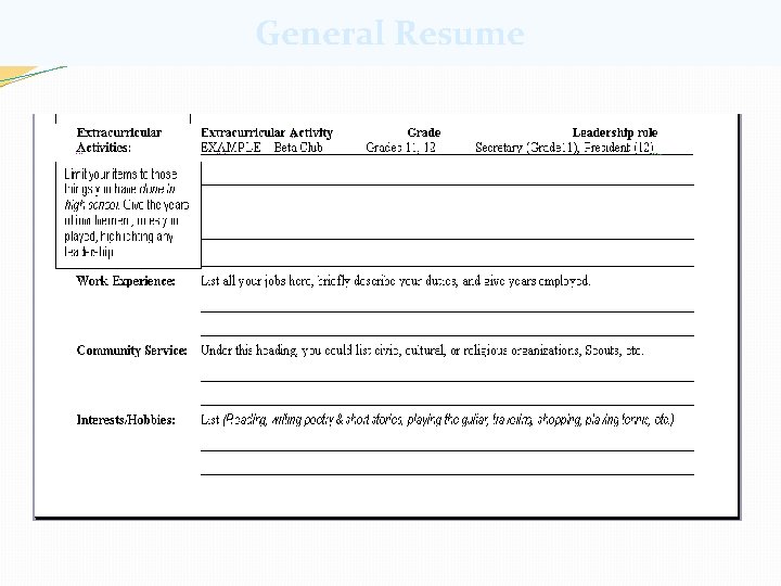 General Resume 