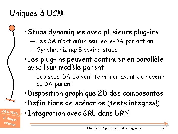 Uniques à UCM • Stubs dynamiques avec plusieurs plug-ins ― Les DA n’ont qu’un