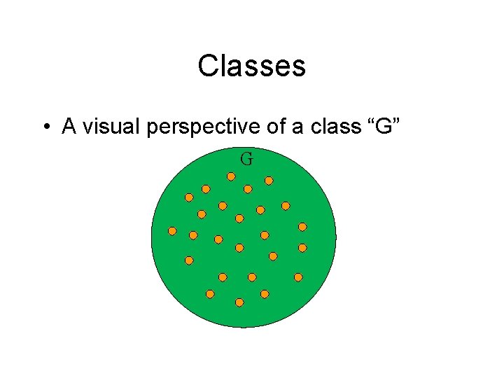 Classes • A visual perspective of a class “G” G 