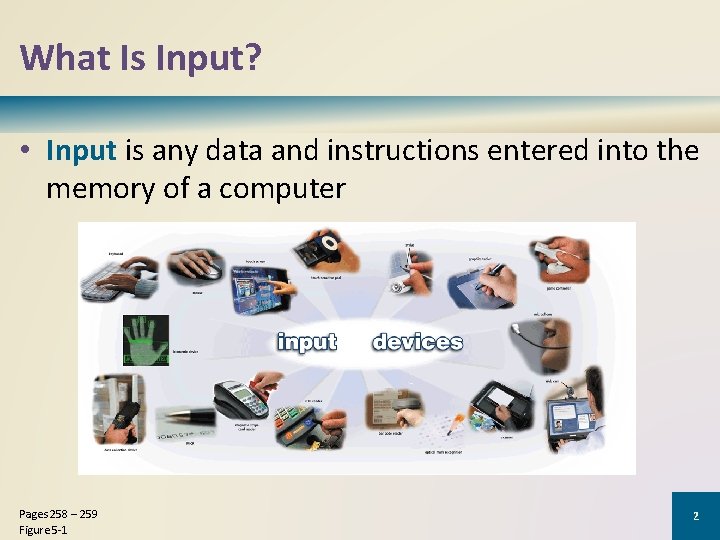 What Is Input? • Input is any data and instructions entered into the memory
