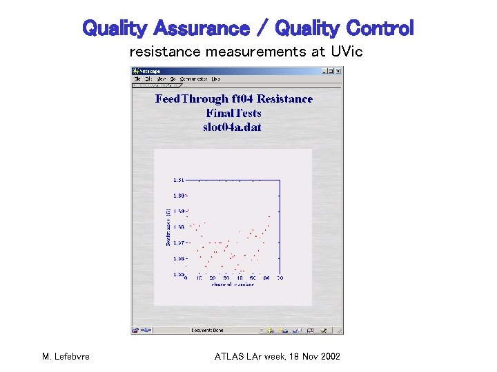Quality Assurance / Quality Control resistance measurements at UVic M. Lefebvre ATLAS LAr week,