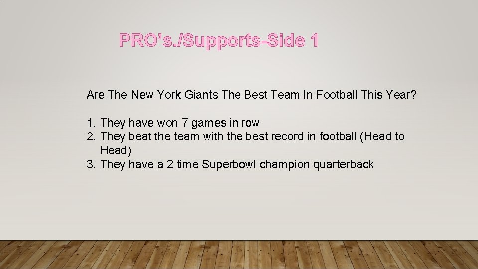 PRO’s. /Supports-Side 1 Are The New York Giants The Best Team In Football This