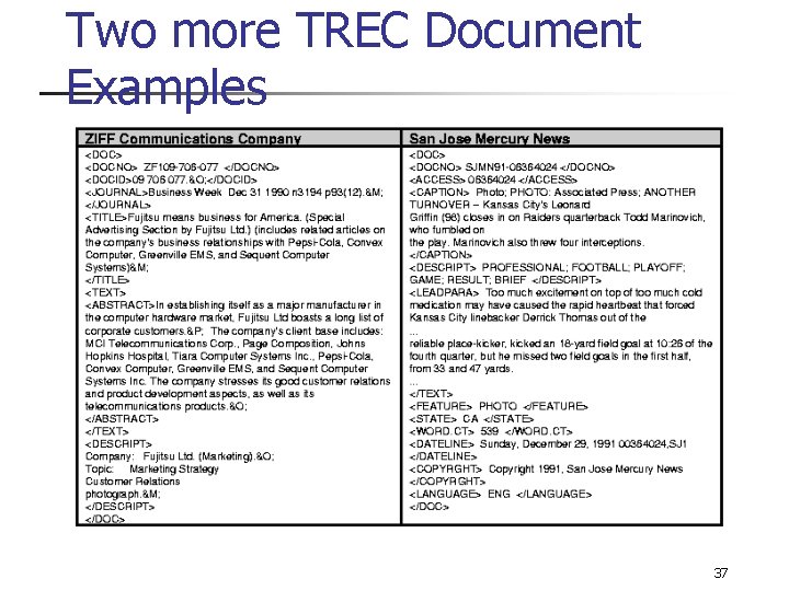 Two more TREC Document Examples 37 