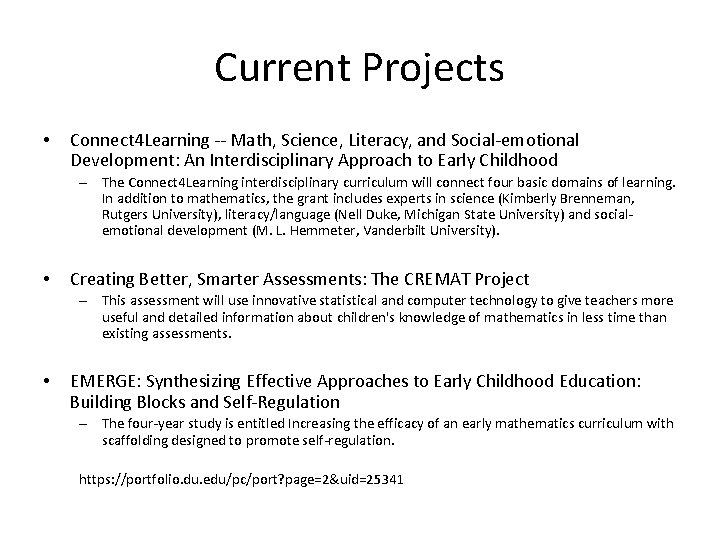 Current Projects • Connect 4 Learning -- Math, Science, Literacy, and Social-emotional Development: An
