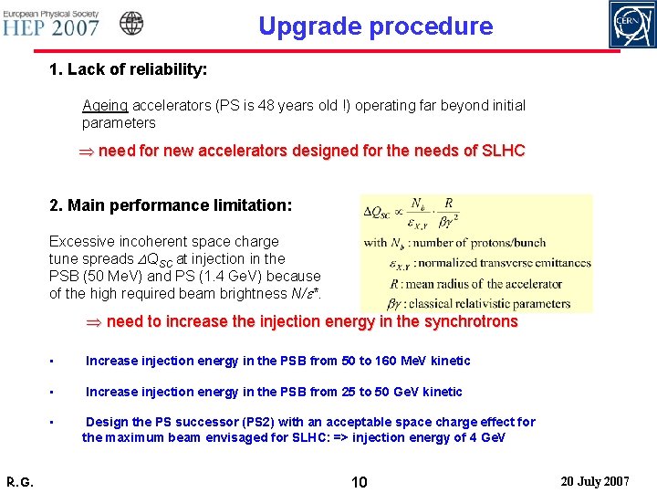 Upgrade procedure 1. Lack of reliability: Ageing accelerators (PS is 48 years old !)