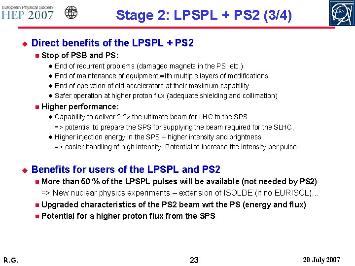 Stage 2: LPSPL + PS 2 (3/4) u Direct benefits of the LPSPL +