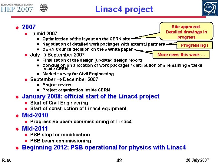 Linac 4 project u 2007 n ® mid-2007 l Optimization of the layout on