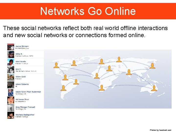 Networks Go Online These social networks reflect both real world offline interactions and new