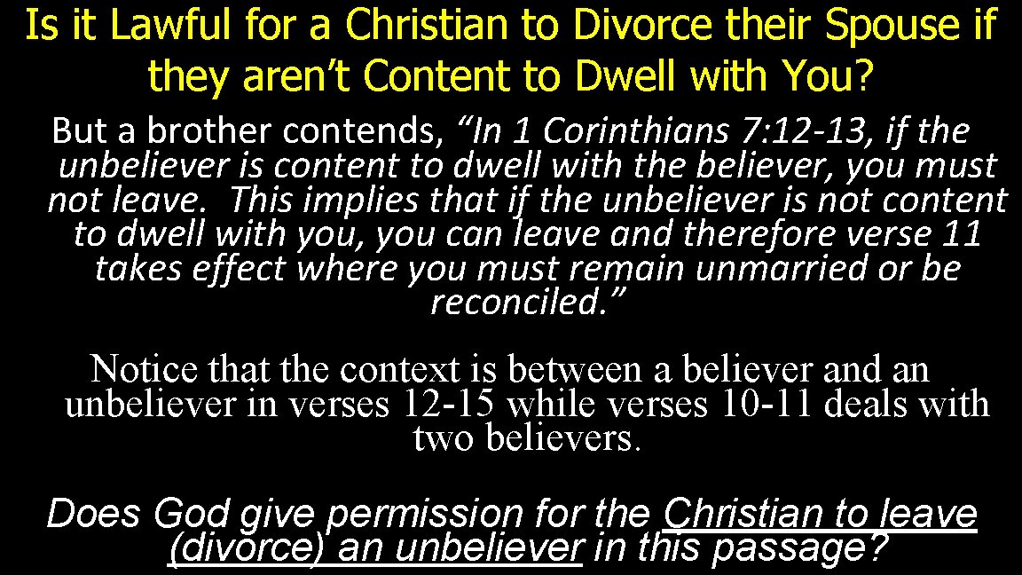 Is it Lawful for a Christian to Divorce their Spouse if they aren’t Content