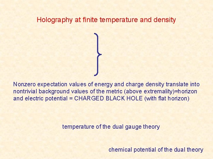 Holography at finite temperature and density Nonzero expectation values of energy and charge density