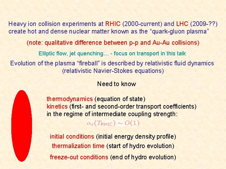 Heavy ion collision experiments at RHIC (2000 -current) and LHC (2009 -? ? )