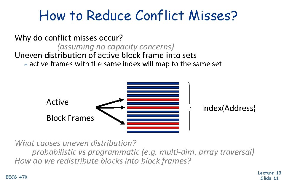 How to Reduce Conflict Misses? Why do conflict misses occur? (assuming no capacity concerns)