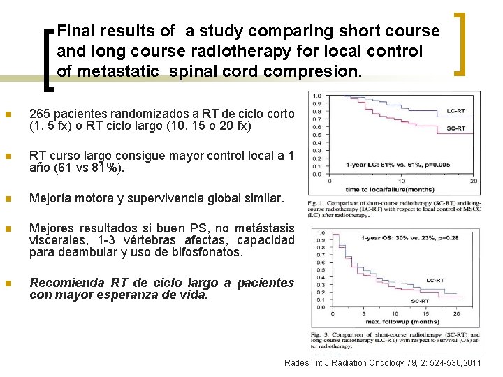 Final results of a study comparing short course and long course radiotherapy for local