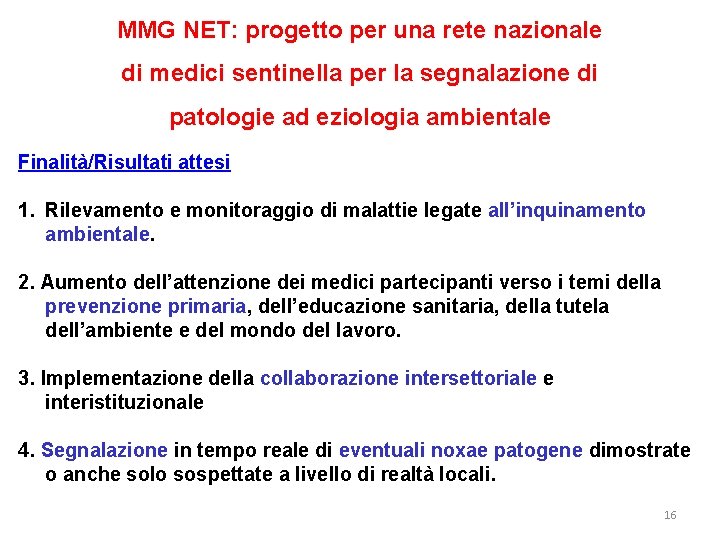 MMG NET: progetto per una rete nazionale di medici sentinella per la segnalazione di