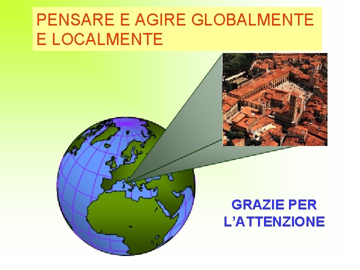 PENSARE E AGIRE GLOBALMENTE E LOCALMENTE GRAZIE PER L’ATTENZIONE 39 