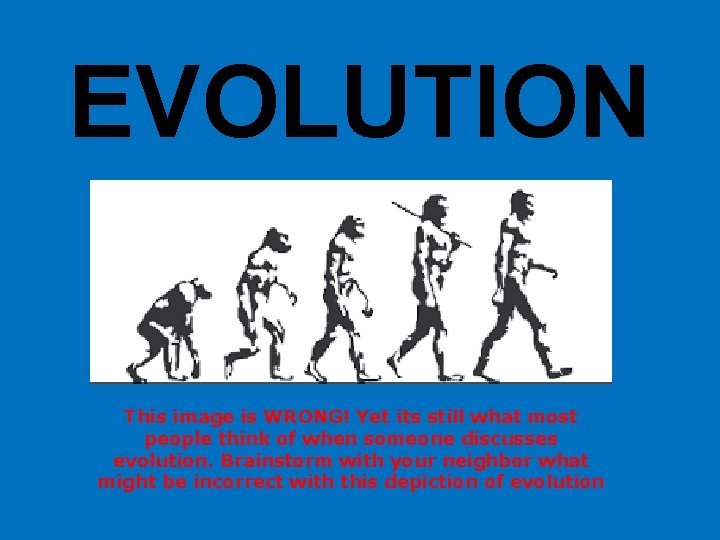 EVOLUTION This image is WRONG! Yet its still what most people think of when