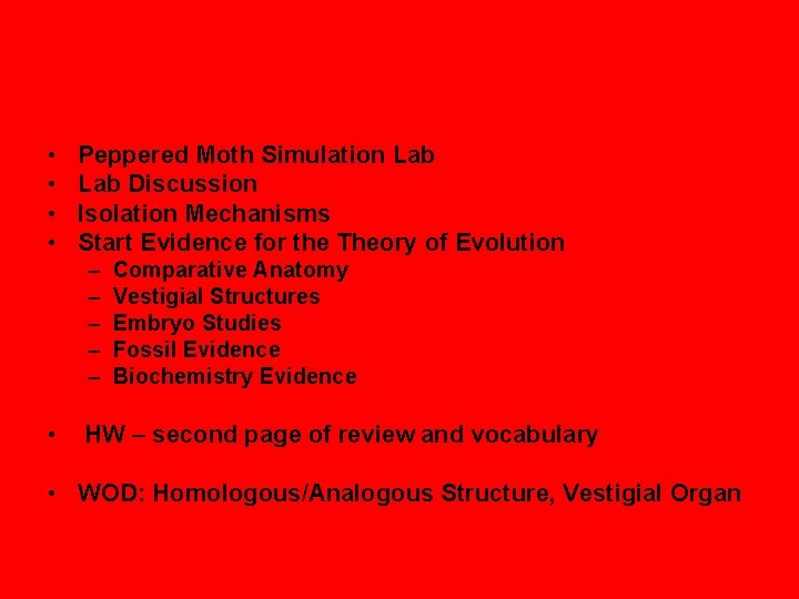  • • Peppered Moth Simulation Lab Discussion Isolation Mechanisms Start Evidence for the