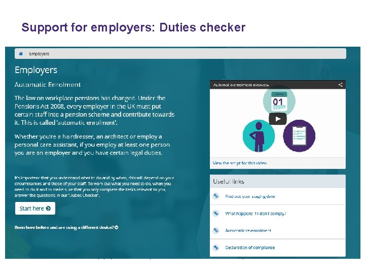 Support for employers: Duties checker DM 2750193 v 7 E These slides remain the