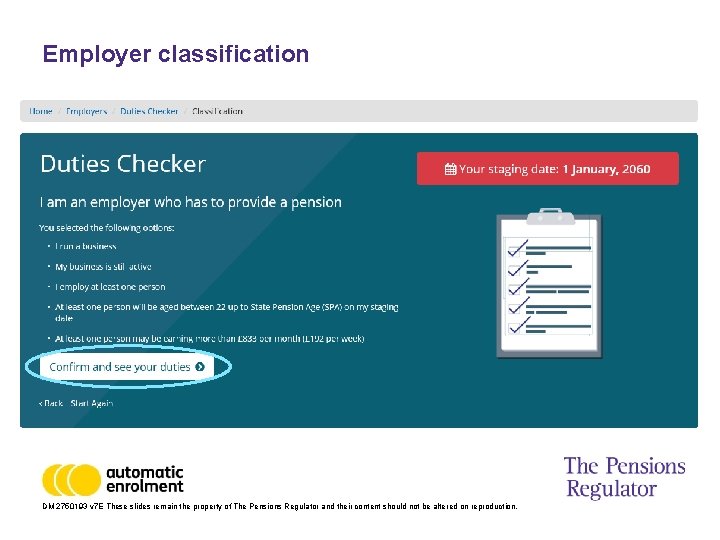 Employer classification DM 2750193 v 7 E These slides remain the property of The