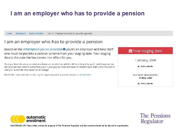 I am an employer who has to provide a pension DM 2750193 v 7