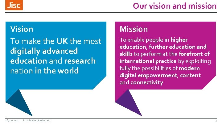 Our vision and mission Vision To make the UK the most digitally advanced education Our vision and mission Vision To make the UK the most digitally advanced education