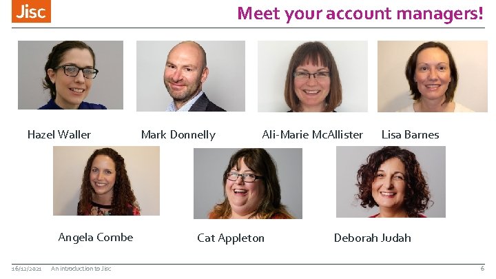 Meet your account managers! Hazel Waller Angela Combe 16/12/2021 An introduction to Jisc Mark