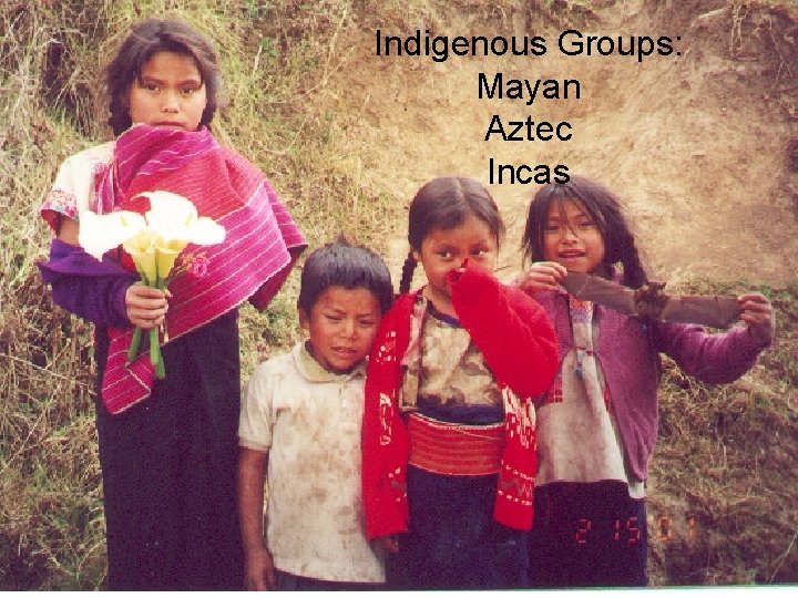 Indigenous Groups: Mayan Aztec Incas 