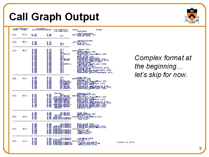 Call Graph Output called/total index %time [1] parents self descendents called+self called/total 59. 7