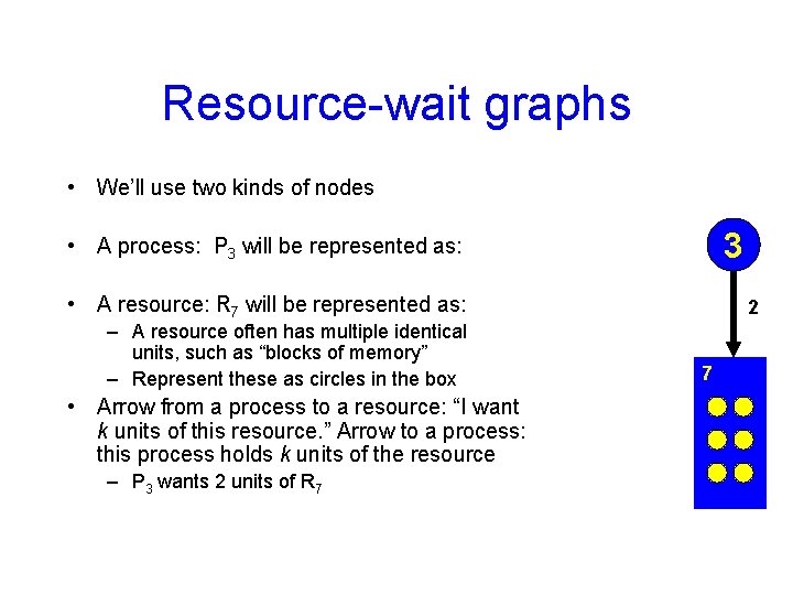 Resource-wait graphs • We’ll use two kinds of nodes 3 • A process: P