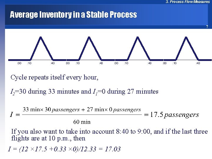 3. Process Flow Measures Average Inventory in a Stable Process 7 : 00 :