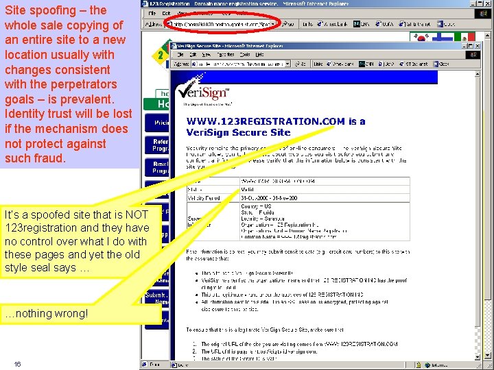 Site spoofing – the whole sale copying of an entire site to a new Site spoofing – the whole sale copying of an entire site to a new