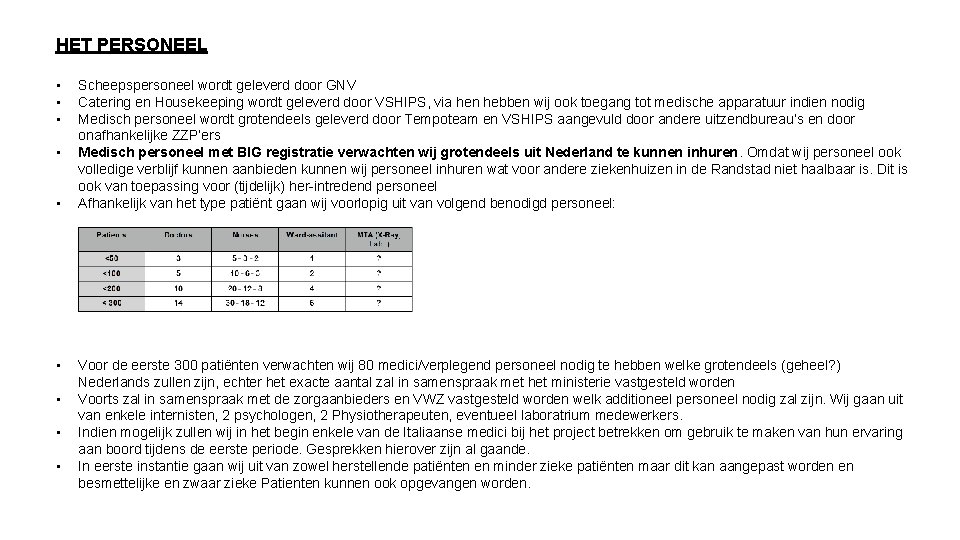 HET PERSONEEL • • • Scheepspersoneel wordt geleverd door GNV Catering en Housekeeping wordt