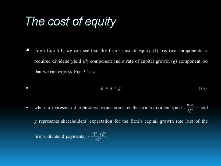 The cost of equity 