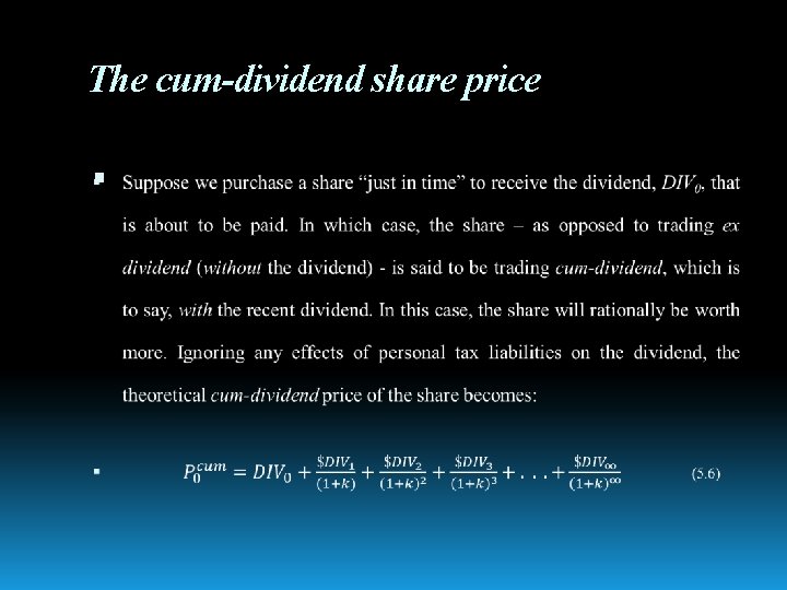 The cum-dividend share price 