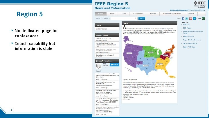 Region 5 ▸ No dedicated page for conferences ▸ Search capability but information is