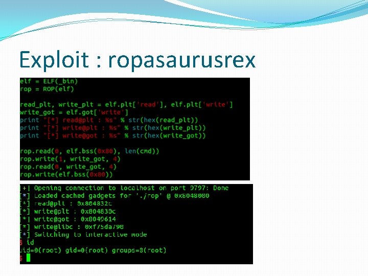 Exploit : ropasaurusrex 