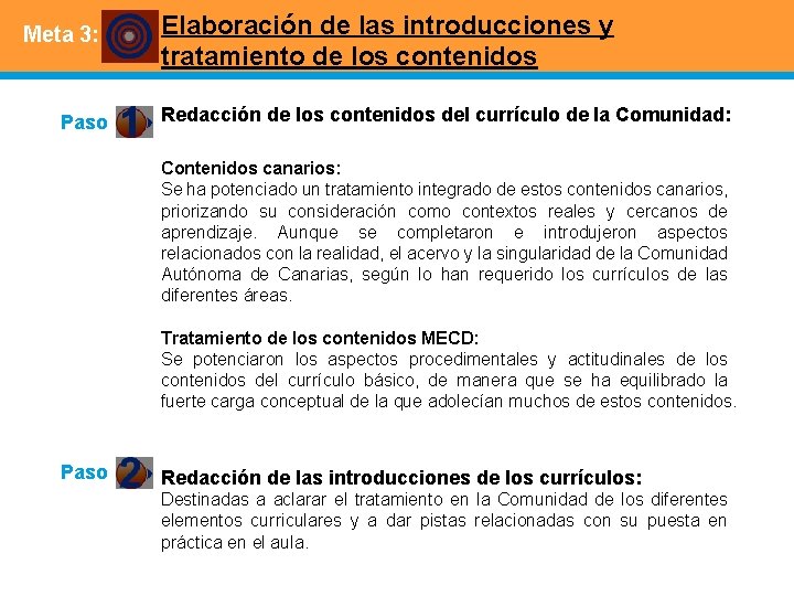 Meta 3: Paso Elaboración de las introducciones y tratamiento de los contenidos Redacción de