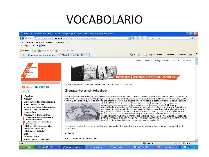 VOCABOLARIO 