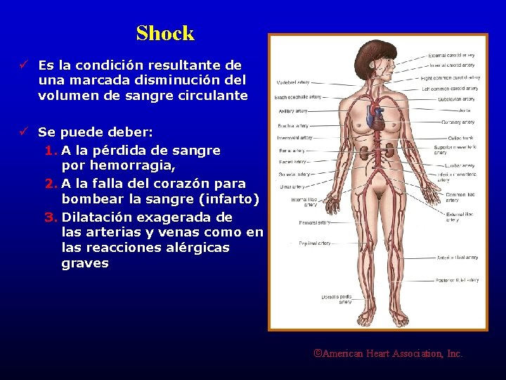 Shock ü Es la condición resultante de una marcada disminución del volumen de sangre