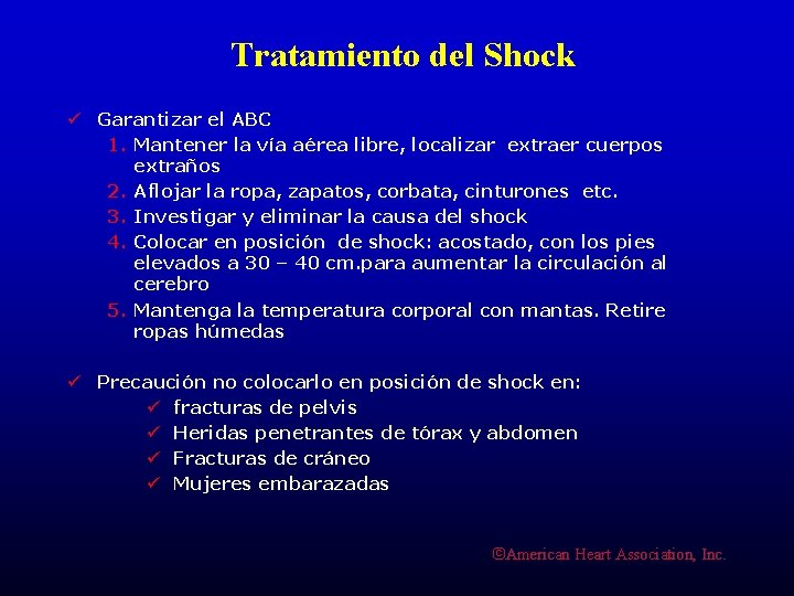 Tratamiento del Shock ü Garantizar el ABC 1. Mantener la vía aérea libre, localizar