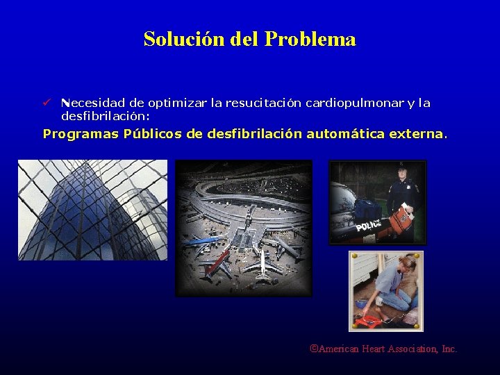 Solución del Problema ü Necesidad de optimizar la resucitación cardiopulmonar y la desfibrilación: Programas