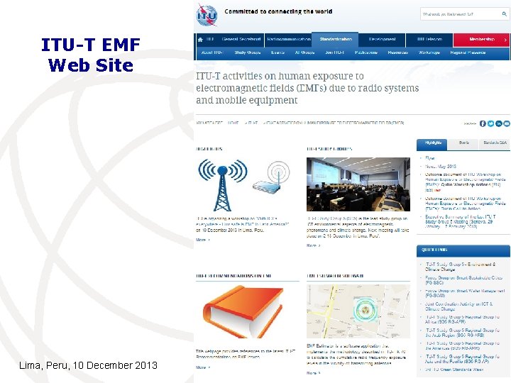 ITU-T EMF Web Site Lima, Peru, 10 December 2013 8 