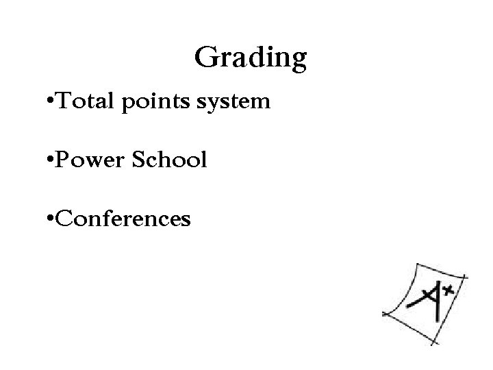 Grading • Total points system • Power School • Conferences 