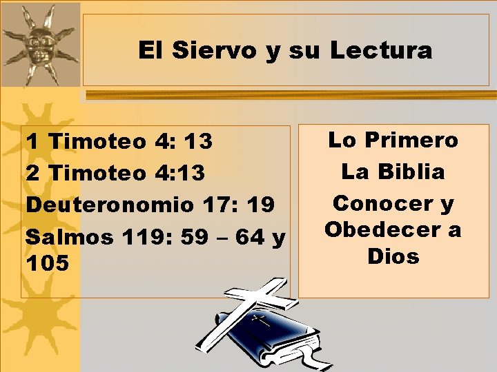 El Siervo y su Lectura 1 Timoteo 4: 13 2 Timoteo 4: 13 Deuteronomio