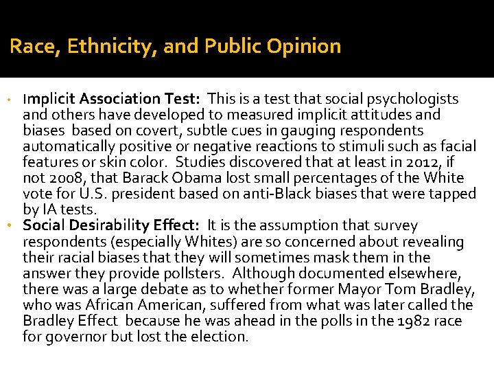 Race, Ethnicity, and Public Opinion • Implicit Association Test: This is a test that Race, Ethnicity, and Public Opinion • Implicit Association Test: This is a test that