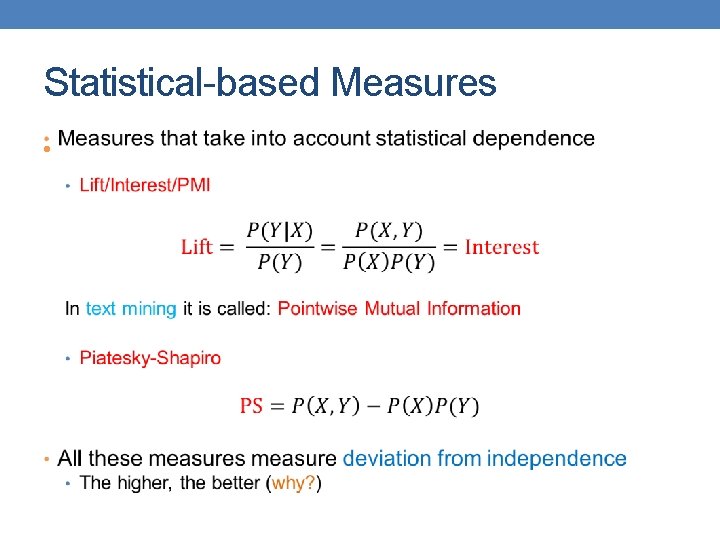 Statistical-based Measures • 