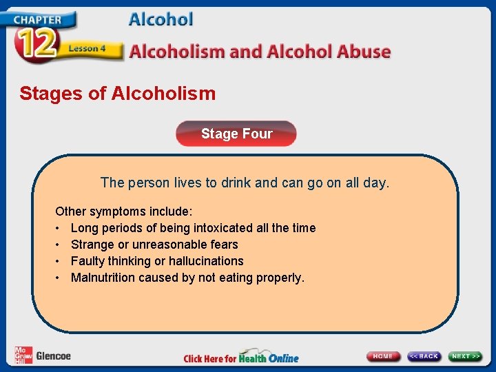 Stages of Alcoholism Stage Four The person lives to drink and can go on Stages of Alcoholism Stage Four The person lives to drink and can go on