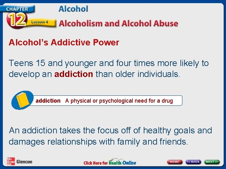 Alcohol’s Addictive Power Teens 15 and younger and four times more likely to develop Alcohol’s Addictive Power Teens 15 and younger and four times more likely to develop