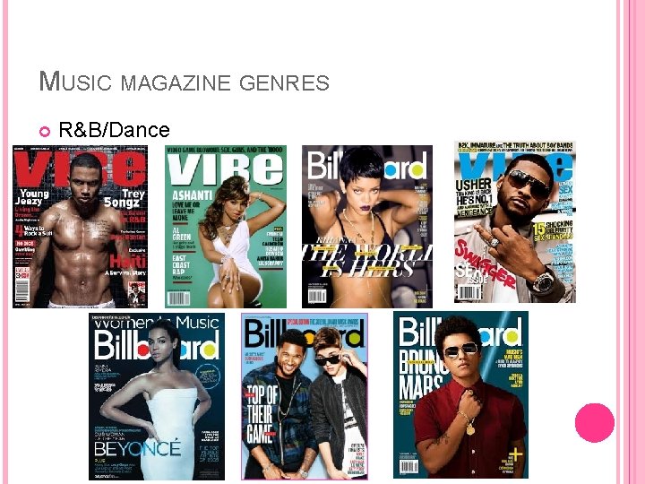 MUSIC MAGAZINE GENRES R&B/Dance 