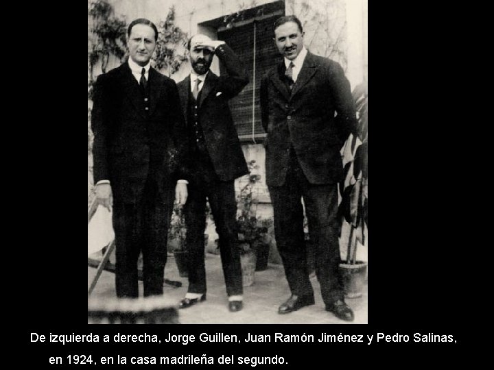 De izquierda a derecha, Jorge Guillen, Juan Ramón Jiménez y Pedro Salinas, en 1924,